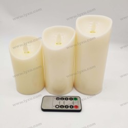 YASENN  Convex LED Candle with Remote – 3PCS Swaying Flame (17.5CM/ 15CM/12.5CM)