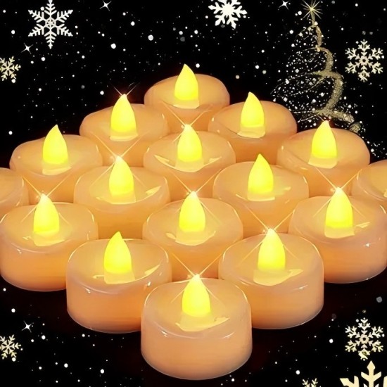 YASENN White Soft Silicone Flame LED Tealight – rubber tea- 24PCS YASENN White Soft Silicone Flame LED Tealight – rubber tea- 24PCS
