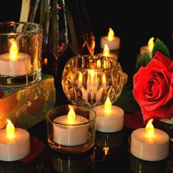 YASENN Concave Transparent Soft Flame LED Tealight -Soft Rubber Tip– 24PCS (4×4CM) for Holiday Celebration,Party, Home Decoration