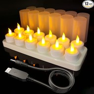 ASENN Rechargeable LED Candle Light Set – 12PCS with Type-C Charging Base | Soft Silicone Flame | Flameless & Safe | Ideal for Restaurant, Wedding & Home Decor