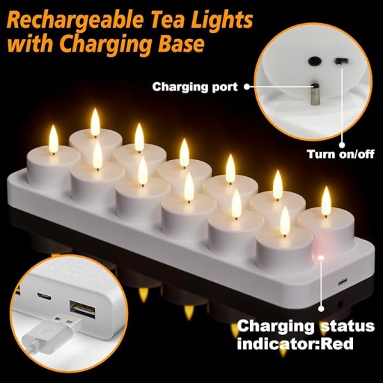 YASENN Rechargeable LED Candle Light Set with Charging Base – 12PCS (Bullet Tip) YASENN Rechargeable LED Candle Light Set with Charging Base – 12PCS (Bullet Tip)