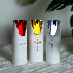 YASENN Religious Cross LED Candle with Music – 12PCS