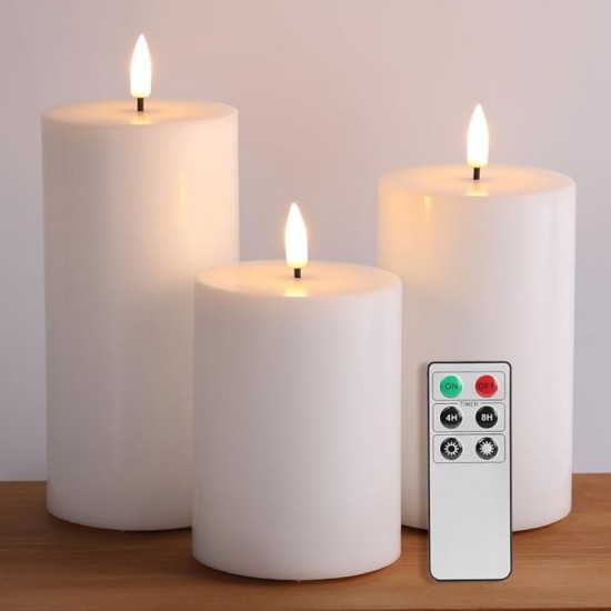 YASENN Slim Set of 3 Convex LED Candle Lights 