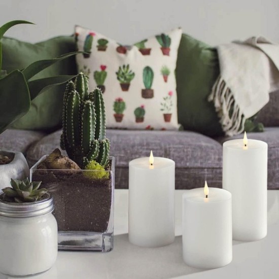 YASENN Thick Convex LED Candle with Timer – 3PCS (17.5CM/ 15CM/12.5CM)