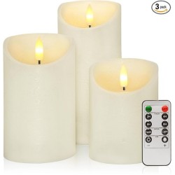 YASENN Slim Convex LED Candle with Bullet Flame – 3PCS (17.5CM/ 15CM/12.5CM)