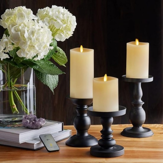 YASENN Thick Convex LED Candle with Normal – 3PCS Swaying Flame (17.5CM/ 15CM/12.5CM)