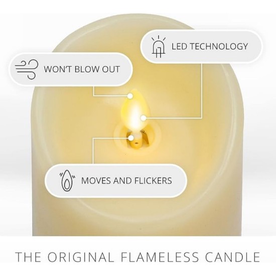 YASENN Thick Convex LED Candle with Normal – 3PCS Swaying Flame (17.5CM/ 15CM/12.5CM)