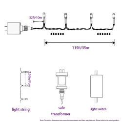 YASHEN LED String Lights Chain 500count  outdoor Christmas tree Lights ,Light controlled switch With light sensor,Light Operated with Black  cable