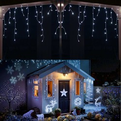 YASENN 300LED Icicle String Lights – 29.5Ft Cool White Connectable Lights with 8 Modes & Timer | Waterproof Indoor/Outdoor Christmas Decoration for Eaves, Garden, Home