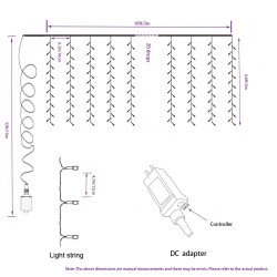 YASHEN 360 LED 9.8ft x 6.6ft Window Curtain String Light 8 lighting modes