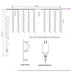 YASHEN 360 LED 9.8ft x 6.6ft Window Curtain String Light,