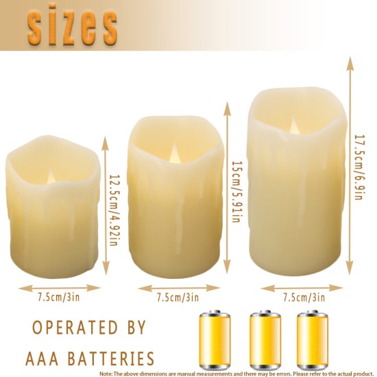 YASENN Jumping Flame LED Candle Light flickering Flame With Wax Pillar, Flameless Battery Operated LED Lights YASENN Jumping Flame LED Candle Light flickering Flame With Wax Pillar, Flameless Battery Operated LED Lights