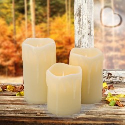 YASENN Jumping Flame LED Candle Light flickering Flame With Wax Pillar, Flameless Battery Operated LED Lights