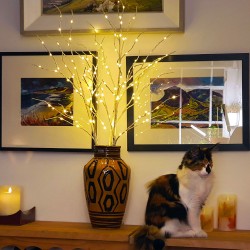 YASENN Lighted White Birch Branches 3ft Battery Operate Set of 2 