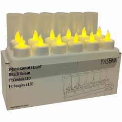 YASENN Rechargeable led tealight 12pcs with charging dock flameless candles Parties Weddings Bar Dinner Decorations