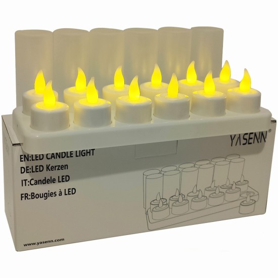 YASENN Rechargeable led tealight 12pcs with charging dock flameless candles Parties Weddings Bar Dinner Decorations YASENN Rechargeable led tealight 12pcs with charging dock flameless candles Parties Weddings Bar Dinner Decorations
