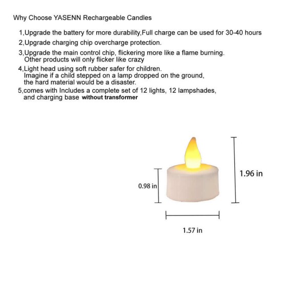 YASENN Rechargeable led tealight 12pcs with charging dock flameless candles Parties Weddings Bar Dinner Decorations YASENN Rechargeable led tealight 12pcs with charging dock flameless candles Parties Weddings Bar Dinner Decorations