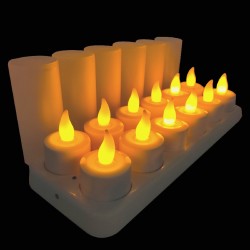YASENN Rechargeable led tealight 12pcs with charging dock flameless candles Parties Weddings Bar Dinner Decorations