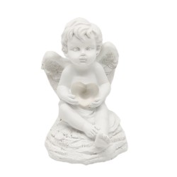 Led Resin White Angel Transparent Heart 2xAA Battery Compartment