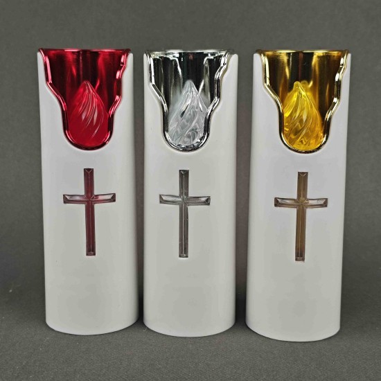 6PCS/SET 5.2x15CM Electroplated Cross LED Candle Light 
