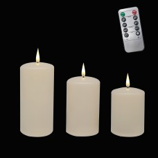 LED Flameless Candles Flickering Battery Powered 3pcs with Remote