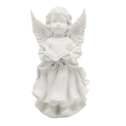 Led Resin Wing Reading Angel Cold White Light
