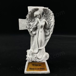 Resin Angel Solar LED Light with Flower Vase Warm White Constant Light