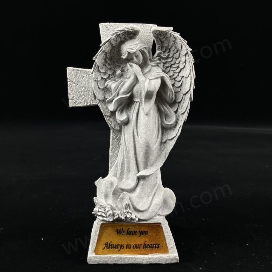 Resin Angel Solar LED Light with Flower Vase Warm White Constant Light Resin Angel Solar LED Light with Flower Vase Warm White Constant Light