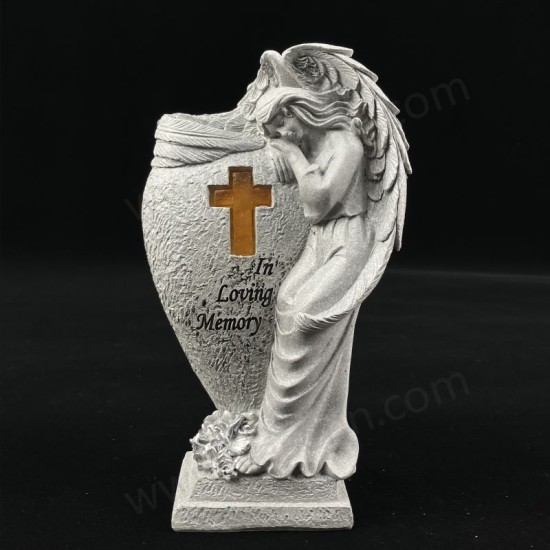 Resin Angel Solar LED Light with Flower Vase Resin Angel Solar LED Light with Flower Vase