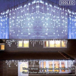 YASENN 300Leds 19.5ft Christmas Icicle Lights, Parts Twinkle bulbs 
